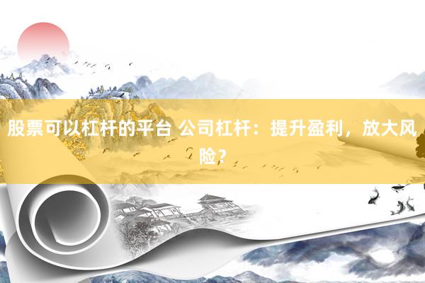 股票可以杠杆的平台 公司杠杆：提升盈利，放大风险？