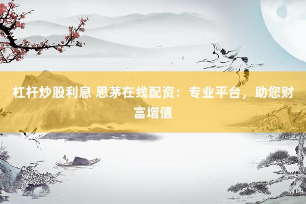 杠杆炒股利息 思茅在线配资：专业平台，助您财富增值