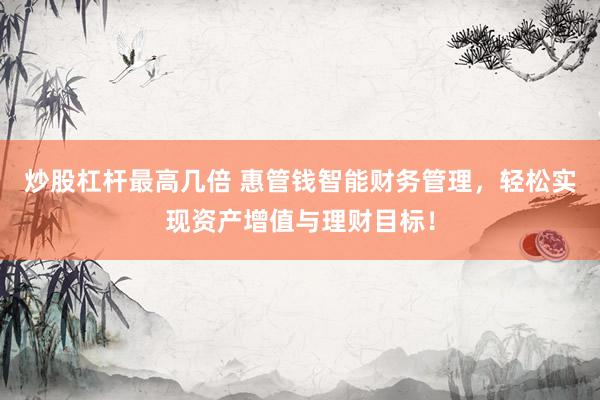 炒股杠杆最高几倍 惠管钱智能财务管理，轻松实现资产增值与理财目标！