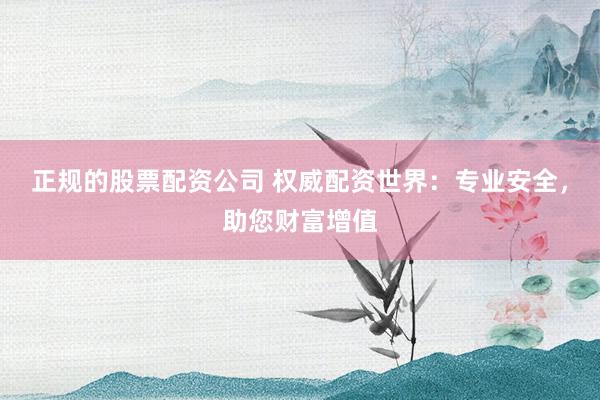 正规的股票配资公司 权威配资世界：专业安全，助您财富增值