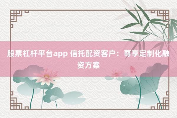 股票杠杆平台app 信托配资客户：尊享定制化融资方案
