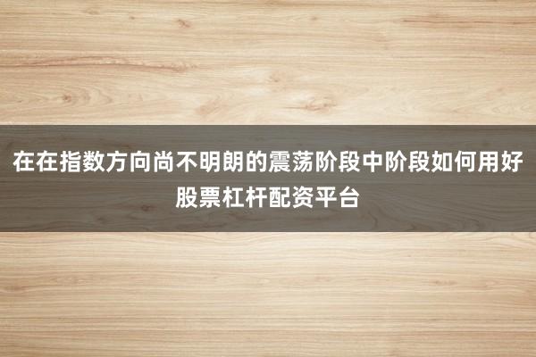 在在指数方向尚不明朗的震荡阶段中阶段如何用好股票杠杆配资平台