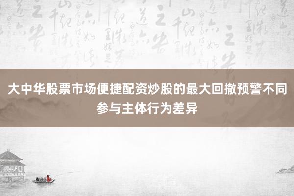 大中华股票市场便捷配资炒股的最大回撤预警不同参与主体行为差异