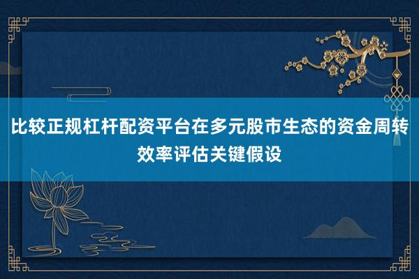 比较正规杠杆配资平台在多元股市生态的资金周转效率评估关键假设