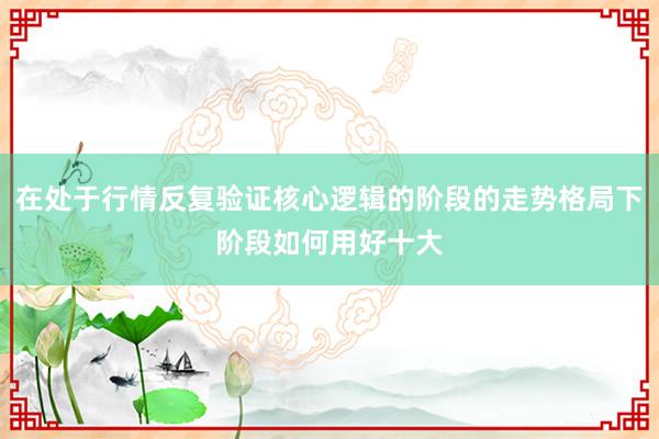在处于行情反复验证核心逻辑的阶段的走势格局下阶段如何用好十大